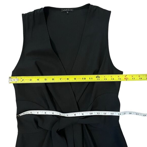 Theory Tie Front Kenza Dress Sleeveless Black Pleated V Neck A Line Womens 6 - Picture 5 of 6